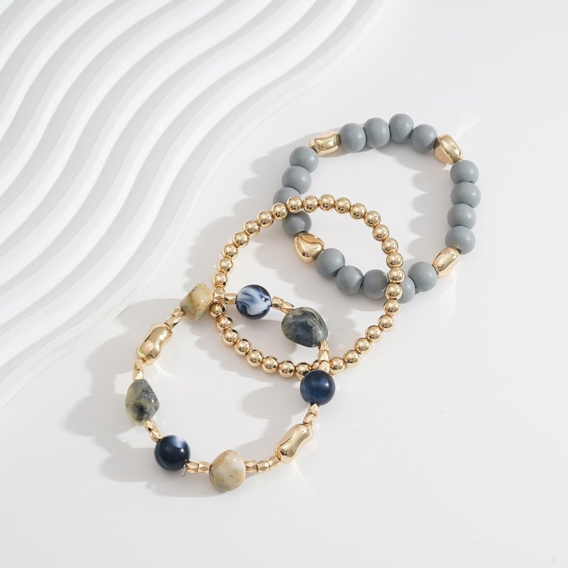 Aigrnc Boho Beaded Stretch Bracelets For Women Stackable Crystal Gold Plated Beaded Bracelets Set Trendy Handmade Friendship Braeclet Jewelry Gifts - Image 2